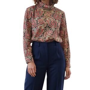 Attache Herman Geist Vintage Red Paisley Maximalist Blouse Womens 8
